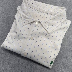 Turtleson Golf Polo Shirt Men L White  Performance Short Sleeve Pine Tree 1921